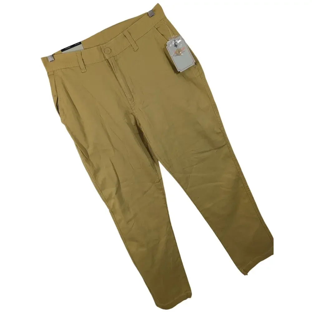 NWT! HALLSTATT/KOHL'S! PALE MUSTARD COTTON HIGH WAIST RELAXED PANTS! SZ 32 X 32